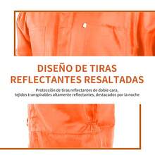 Overol para Hombre Manga Larga Clásico Transpirable y Duradero Diseño Holgado con Cremallera Delantera y Múltiples Bolsillos Ideal para Trabajo y Uso Diario - Naranja - Ver 3