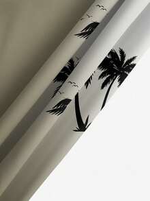 男士泳裤，夏威夷假日休闲户外椰树渐变3D数码印花，轻松日常度假单层抽绳沙滩短裤 - 卡其色 - 查看 6