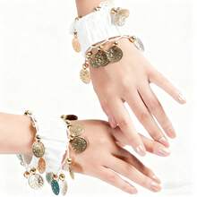 1 paire de bracelets à pièces en mousseline, accessoires de danse, décoration de costume de scène, accessoire polyvalent de style de rue, convient pour Halloween, carnaval, célébrations de festivals, peut également être utilisé comme bracelets de cheville, costume de fête - Multicolore - Voir 17