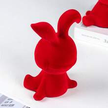 1pc 23cm Tall Ceramic Rabbit Decor, Cute Rabbit Craft With Flocking Technique, Auspicious Red Rabbit Ornament, "Forever Love" Figurine, Suitable For Home Decor, Living Room, Christmas Decoration - Multicolor - View 10