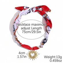 Fashion Silk Scarf Necklace Light Luxury High-End Fabric Necklace Colorful Silk Scarf Necklace - N2509-1愛心 - 查看 11