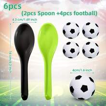 Jogo de Revezamento com Colheres de Plástico (6/10 peças) com Bolas de Espuma Temáticas de Futebol e Basquete - Ideal para Eventos Familiares, Festas de Carnaval, Festivais, Caça aos Ovos de Páscoa, Aniversários, Dia das Mães, Formaturas e Corrida de Colheres e Bolas de Espuma para Jogos Escolares e Esportivos.