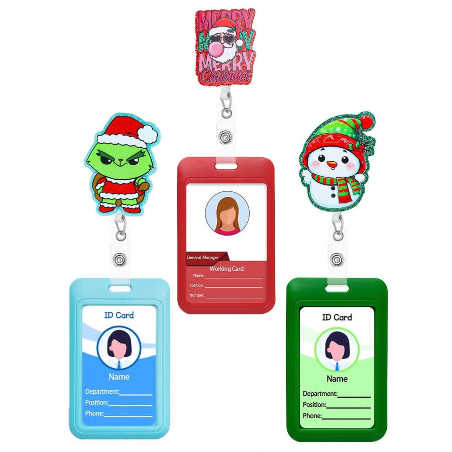 1PC ID Badge Card Holder With Christmas Nurse Badge Reel Retractable,Shining Acrylic ID Name Badge Reel Holder For Keys,With Key Ring,Cute Easy To Pull Buckle,Great Gifts For Women,Doctor,Nurse,Worker,The Perfect Gift For Nurses' Day And Christmas