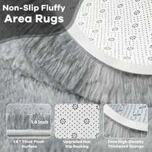 Noahas Ultra Soft 4.5cm Velvet Bedroom Rugs Kids Room Carpet Modern Shaggy Area Rugs Home Decor 2.6' X 5.3', Gray(10' x 8' (Rectangular) Gris brumoso teñido anudado) - Tipo34 - Ver 4