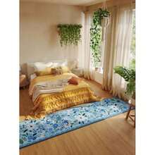 Rugcomf - Alfombra para sala de estar, 6 x 9 pulgadas, lavable a máquina, estilo bohemio, antideslizante, floral, clásico, de pelo bajo, alfombra grande para sala de estar, recámara, granja, comedor,(2'x10' Azul) - Tipo33 - Ver 6