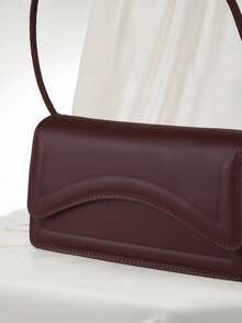 Clariva Bolso de hombro vintage y retro de unicolor, minimalista y elegante, un regalo de Navidad - Marrón - Ver 4