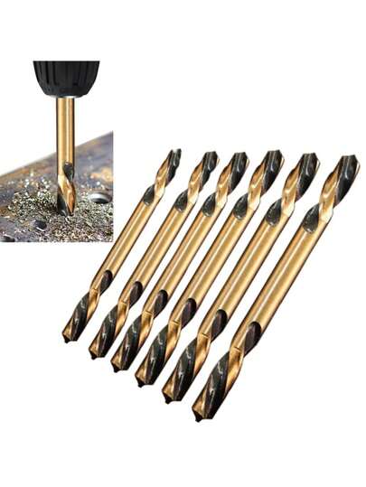 6pcs Double Head Fried Dough Twists Drill Bit, Electric Hand Drill Drilling Bit, HSS Straight Handle Of High-Speed Steel, Stainless Steel Metal Drilling Double-Edged Drill Dit, Steel And Wood Drilling And Reaming Tools ﻿ ﻿