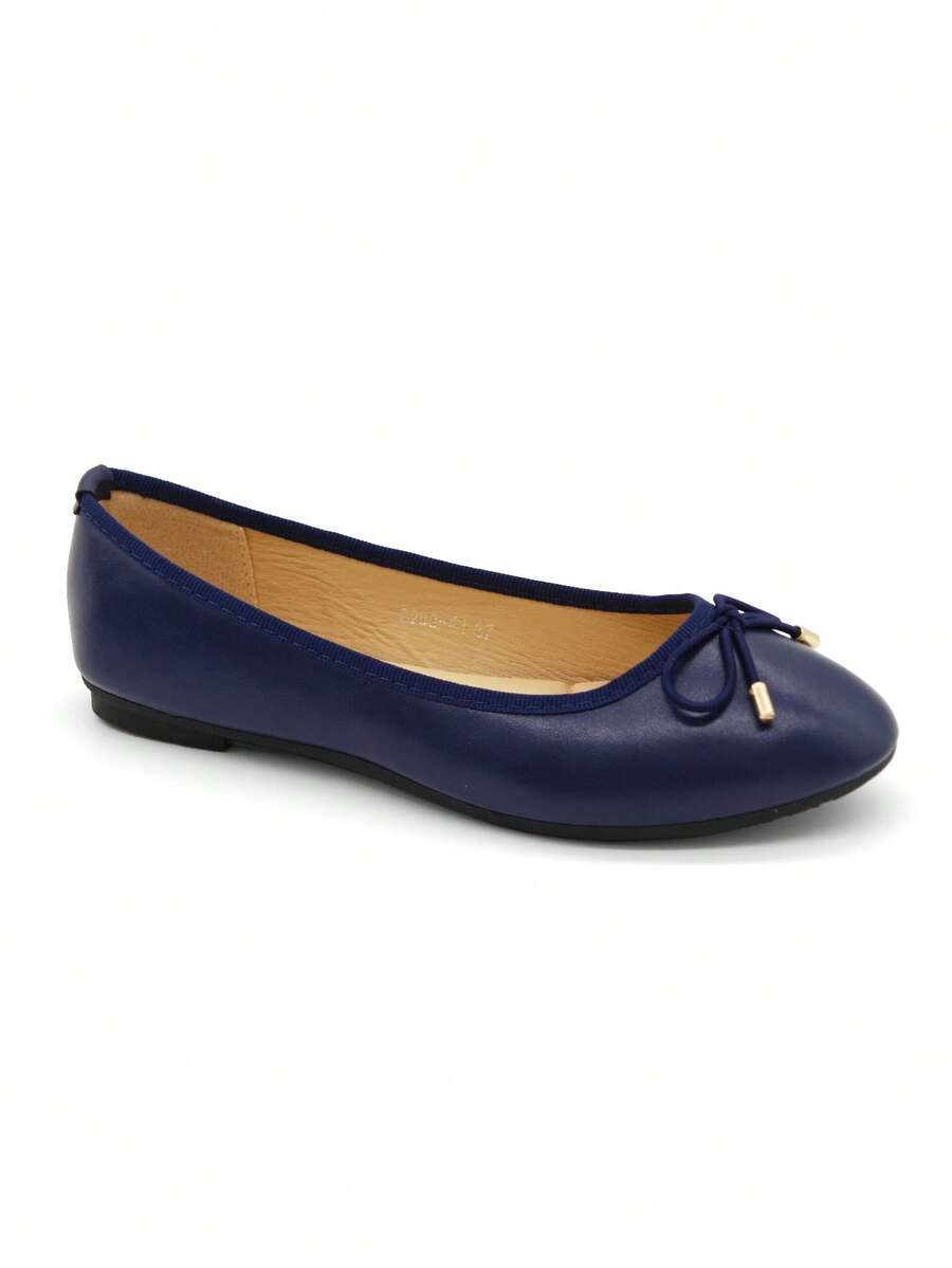 REVREAL Women's Classic Blue Bow Ballet Flats - Blue - View 1