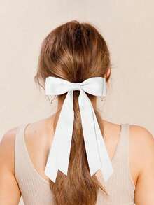 3个缎面蝴蝶结发夹，纯色蝴蝶结发卡，蓝色蝴蝶结，粉色蝴蝶结，白色蝴蝶结，可爱蝴蝶结发圈，金属发夹，女士及女孩发饰，头部饰品，发卡 - 彩色 - 查看 4