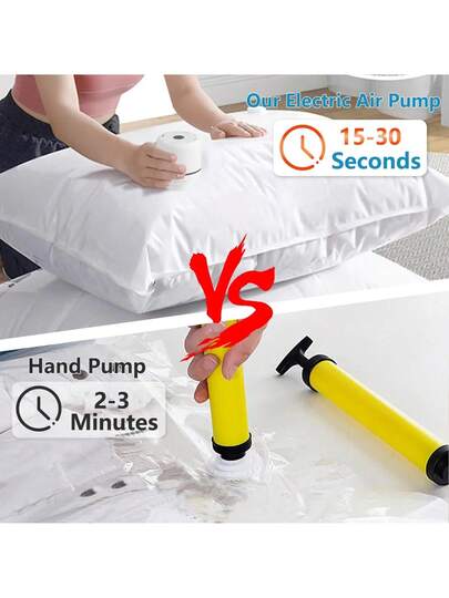 1set, Ultra Large Stofzuiger Transparent High Quality Compressed Storage Bag, Electric Pump, Storage,, Portable Bags Such As Travel Essentials, Clothes, Bedding, Blankets, Etc. Pump Compression Bag Set. view 3