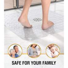 Shower Bathtub Mat Non Slip, 24inchx 24inch Bath Mat For Tub, Soft PVC Shower Mats For Inside Shower With Suction Cups And Center Drain Hole, Machine Washable Bathroom Floor Mat, Clear{Inchcolor_nameinch:InchClearinch,Inchsize_nameinch:Inch24\Inchx24\Inch(Square)Inch} - 清除 - 查看 8