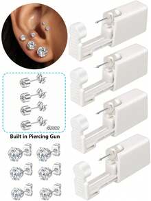 2PCS-10PCS Ear Piercing Kit Disposable Self Piercing Gun With 2mm Silver Earring Studs Home Use Ear Piercing Tool - White - View 24