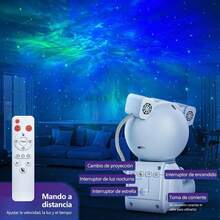 Astronauta Proyector de Galaxias y Estrellas con Lámpara Lunar, Luces Estrelladas de Nebulosa con Control Remoto/Temporizador,Adecuado para Niños, Dormitorios de Adultos, Salón, Regalo de Cumpleaños - Astronauta - Ver 7