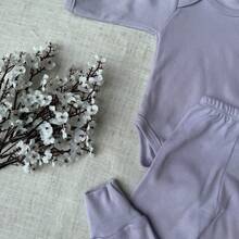 Baby 2-Piece Set: Long-Sleeved Bodysuit And Footed Pants, 100% Cotton Suedine Fabric, Maternity Layette, Kids' Romper, Children's Clothing - Lilas - 查看 4