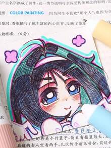 Bút bi dầu Languo 88 màu - 10 màu trong 1 bút đa màu sắc để viết nhật ký, vẽ và ghi chú - Bút gel mềm cầm nắm hình hoạt hình dễ thương 0.8mm - Văn phòng phẩm sáng tạo dành cho học sinh - Xem 10