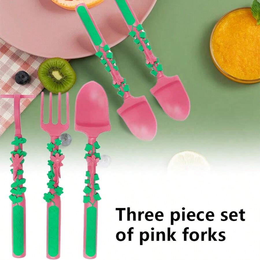 NetHong Dish Shovel Fork Spoon Set Cutlery Constructive Eating Tableware Utensil UK - Pink-tableware - View 1