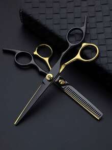 1把/2把黑色金色理发剪刀 - 刘海修剪剪、打薄剪、沙龙及家用理发工具、梳齿梳、理发师配件、吹风机、头发、理发师、美发工具、美发产品、边缘梳、理发师配件、吹风机、美发用品、发胶、卷发产品、理发剪刀、圣诞节、理发店、理发师配件、美发、吹风机、卷发梳、美发设备、发型、美发、理发师、理发师配件、理发店、美发设备 - 黑色 - 查看 12
