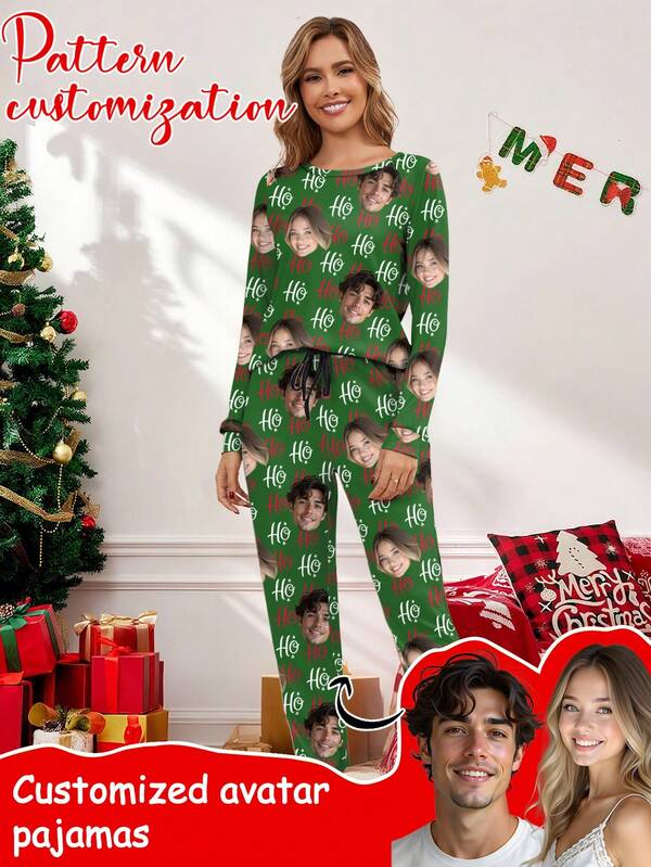 Customized Women Pajama Set, Personalized With Pet/Character/Portrait, Holiday/Bestfriend Gift, Christmas