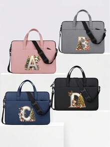 New Christmas Letter Graphic Laptop Bag, Fits 14-Inch Laptop Or Tablet, Fashionable Water-Resistant Fabric Briefcase For Men Christmas Bags