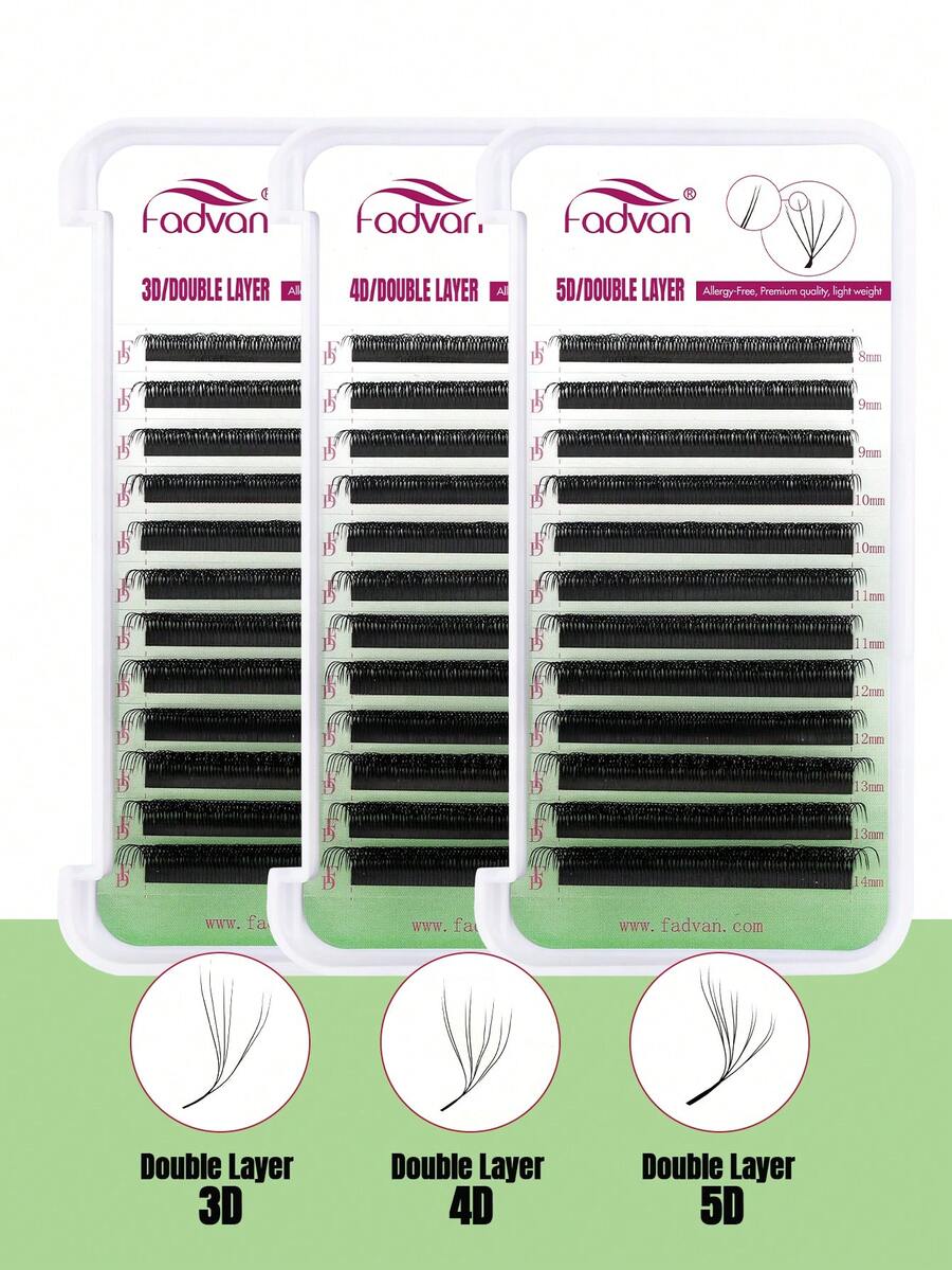 FADVAN 12 Rows 3D/4D/5D W Lashes Double Layer W Shape Lash 0.07 D 8-15mm&Mix Premade 6D/8D/10D W Fan Lash Extensions Natural Soft Black/Brown W Style Lashes Faux Mink Individual Lashes , Lash Tech Supplies - D - View 1