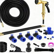 LapEasy Drip Irrigation Kit, Quick-Connect Micro Irrigation System With 20 Nozzles, Automatic Irrigation System, 360° Adjustable Misting Sprayers For Gardens, Lawns And Greenhouses (5M/16.4FT) - Black - View 4