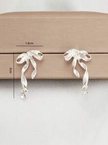 1 Pair Luxury Rhinestone Butterfly Stud Earrings, Sweet And Elegant White Tower Jewelry - one-size - View 5