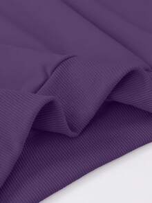 女童可爱狗狗图案休闲简约长袖卫衣，时尚圆领套头衫，适合秋冬季穿着 - 紫色 - 查看 6