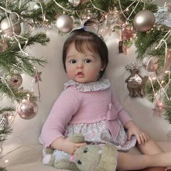 NPK 24英寸女婴娃娃，Boneca重生娃娃，柔软硅胶布身，逼真婴儿娃娃