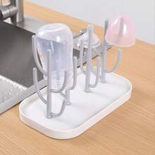 1pc Simple Round Disposable Cup Holder & Bottle Drying Rack With Tray, Large Capacity Bottle Drying Rack - Multicolor - View 12