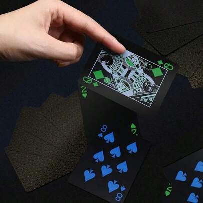 一套创意个性化扑克牌，防水PVC塑料材质，哑光黑色魔术扑克牌，派对桌游牌