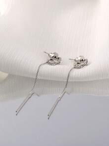 Nooxian 1 paire de boucles d'oreilles à gland en cuivre avec symbole infini élégantes et pour femmes - Argent - Voir 5