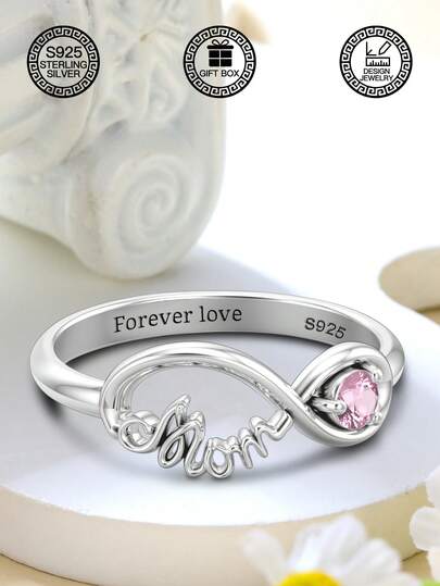 1pc S925 Sterling Silver Infinity Love Lock Heart Connected Ring, S925 Silver Matte Finish, Graduation Proposal Engagement Gift, Symbolizing Endless Commitment, Comes With Gift Box