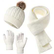 3 Stücke/Set - Warme Wintermütze für Erwachsene, Schal und Handschuhe Set, 3-in-1 bequemer Outfit mit kombinierter Mütze und Schal, windundurchlässig und warm, geeignet für den Arbeitsweg, Einkaufen und Outdoor-Aktivitäten