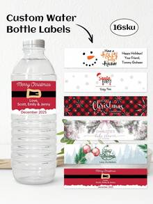 Custom Photo Water Bottle Label-38 Styles,10pcs Personalized Celebration Tags,Personalized DIY Bottle Water Waist Seal Stickers,Personalized Water Bottle Labels For Wedding, Birthday, Baptism , Wedding Thank You Stickers,Christmas Water Bottle Labels Waterproof - Christmas Party Decoration - Holiday Party Decor,For Housewarming,Chic Design - Multicolor - View 4