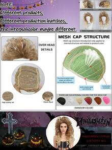 20 Inch Blonde Disco Fluffy Synthetic Wavy Cosplay Wig With Dark Roots For Women 80s Hippie Rocking 70s 90s Theme Party, Retro Elegant Princess Wig Shaggy Layered Big Bouffant Curly Vintage Costume Wig For Holiday Birthday Gift For Christmas Decor - Gold - View 10
