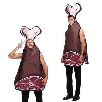 New Bestselling Giant Ham Bone Costume For Halloween, Adult Funny Meat Theme Cosplay Performance Suit, Roast Pork Role Play Party Outfit