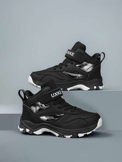 儿童户外徒步鞋，真皮鞋面，防滑跑鞋，可调节魔术贴，冬季保暖