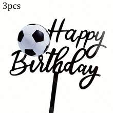 1 pieza/3 piezas/6 piezas Decoración para pastel con temática de fútbol americano/rugby de acrílico negro para fiesta de cumpleaños, diseños de fútbol americano, rugby, tenis, decoración de pastel con temática deportiva