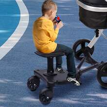 Universal 2-In-1 Stroller Board With Detachable Seat, Stand Or Sit Ride-On Board For Most Strollers, Adjustable & Easy Install, Holds Kids Up To 55.11lbs - Black - View 5