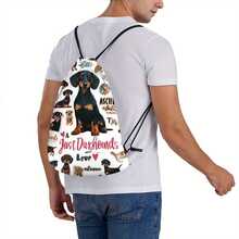 Mochila con cordón estilo vintage con estampado de Dachshund - Mochila estilo bohemio con pato amarillo, mochila con tema de dibujos animales, bolsa de gimnasio, bolsa plegable, bolsa con cordón, bolsa de natación, ligera, de gran capacidad, con compartimento para zapatos, bolsa deportiva para deportes, fitness, ejercicio, viaje, vacaciones, mujeres y hombres, bolsa de yoga duradera