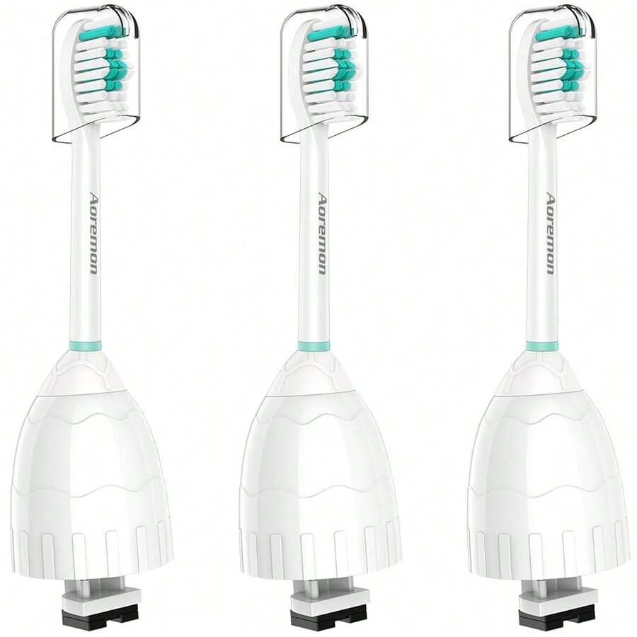 Toothbrush Replacement Heads Compatible With Philips Sonicare E-Series Essence Xtreme Advance CleanCare Screw-On Electric Toothbrush Handle Head Come With Hygienic Caps, 3 Count, White{Inchcolor_nameinch:InchWhite-3Countinch} - 白色-3Count - 查看 1