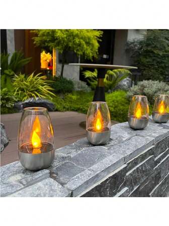 Outdoor Solar Lights, Plastic Flame-Free Solar Tea Candles Ideal For Table Decorations, Outdoor Camping, Indoor Bedroom Accents, Halloween And Christmas Gifts, Commemorative Presents,Christmas Decorations