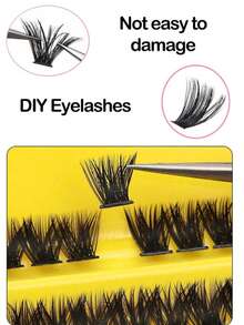 200片8-16mm 80D D卷度DIY假睫毛簇，浓密蓬松，自然妆效，可重复使用，单根假睫毛嫁接套装，适合居家或户外使用，适用于日常生活、婚礼、约会、派对、旅行、春季等各种场合。假睫毛簇，假睫毛，单根假睫毛，仿真睫毛，睫毛 - D - 查看 6