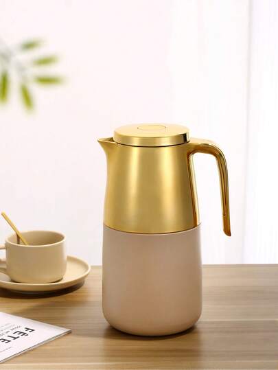 Double Walled Insulated Carafe For Keeping Hot Coffee& Tea, Home And Office Water Bottle For Hot Liquids, Thermal Coffee Carafe Pink Glass Liner