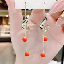 Pair Of Chinese Style Lantern Firecracker Earrings New Red Festive New Year Earrings Design Long Earrings For Women Festival - 7 - Xem 8