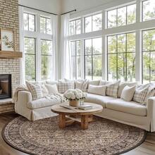 5x8 Area Rug Bedroom, Boho Vintage Floral 5x8 Ft Washable Soft Large Rug Living Room, Dining Room, RV, Car, Non-Slip Floor Carpet With Rubber Backing, Greyish Green - Acanthus - Nâu - Xem 2