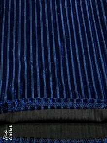 Pantalón de pierna ancha para mujer, elegante y casual, tela tipo pana de poliéster y spandex, apto para temporadas de primavera y verano. Ajuste de cintura natural con resorte ligero. Interior suave, fresco y ligero. Estampado de líneas verticales. - Azul - Ver 4