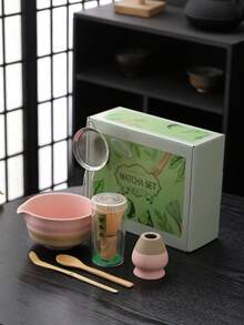 Bộ 6 dụng cụ đánh trà Matcha bằng gốm sứ Nhật Bản dùng cho nghi lễ trà Matcha Dụng cụ đánh trà Matcha Bộ dụng cụ đánh trà Matcha Bộ đế tre trắng - Nhiều màu - Xem 14