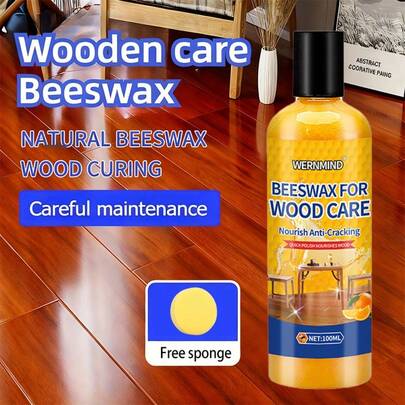 Premium Beeswax Wood Care Wax - 3.52oz | Hardwood Floor & Furniture Maintenance | Brightens & Protects | Ideal For Redwood & More