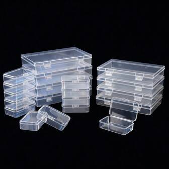 28 件多功能透明塑料储物盒套装带盖 - 理想的多用途整理器，适用于珠子、游戏配件、名片、工艺品、罐子等 - 非常适合家庭、办公室和创意项目 - 使用这些耐用、可堆叠的容器保持您的空间整洁高效 - 非常适合节日送礼和季节性组织需求